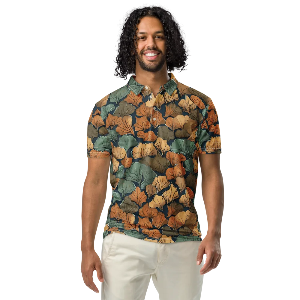 Midnight Foliage on Men's Slim Fit Polo Shirt — Front