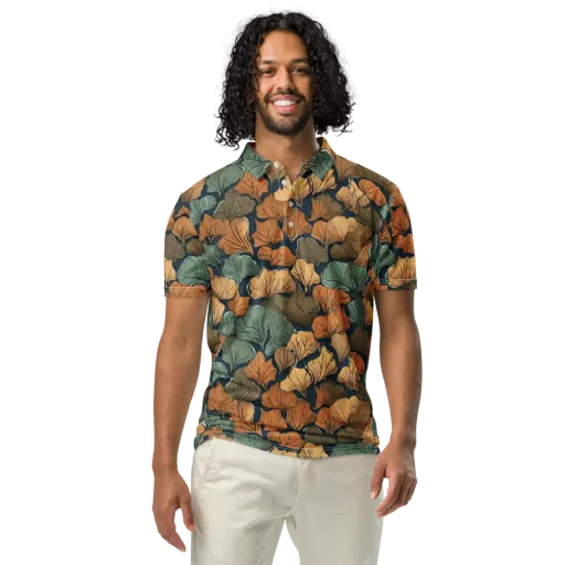 Midnight Foliage on a Men's Slim Fit Polo Shirt