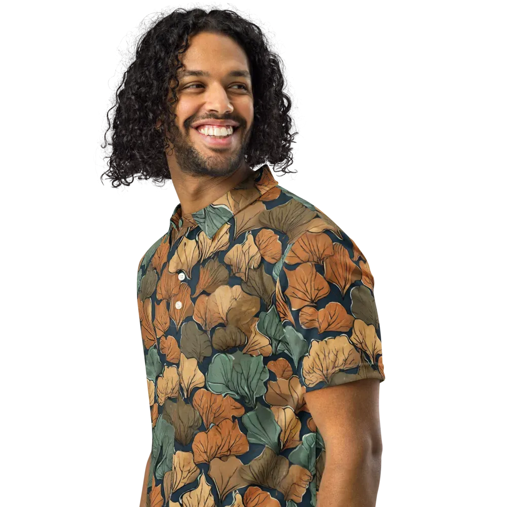 Midnight Foliage on Men's Slim Fit Polo Shirt — Left Front