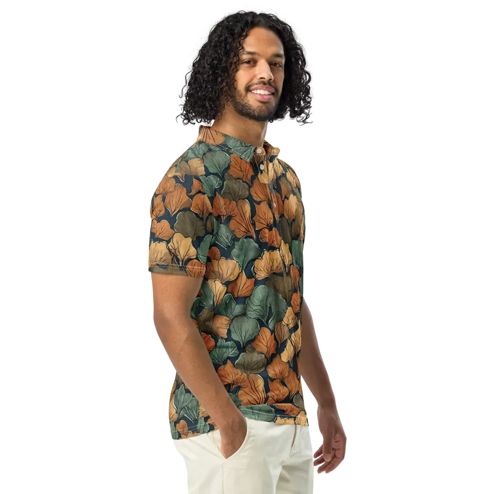 Midnight Foliage on Men's Slim Fit Polo Shirt — Right Front