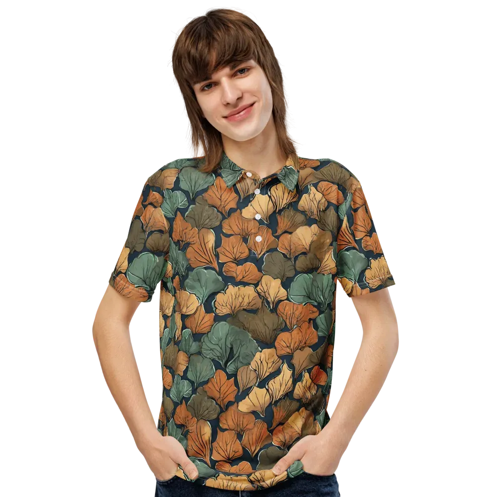 Midnight Foliage on Men's Slim Fit Polo Shirt — Front