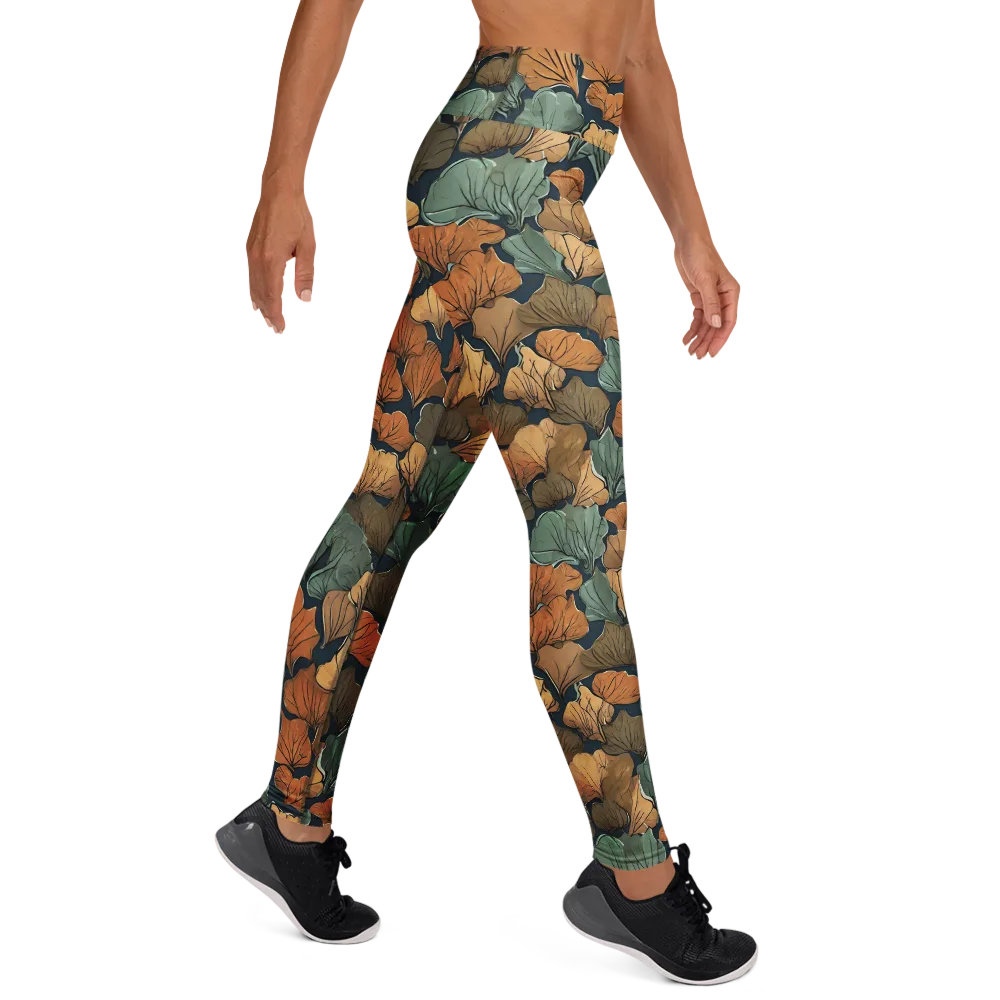 Midnight Foliage on Yoga Leggings — Right