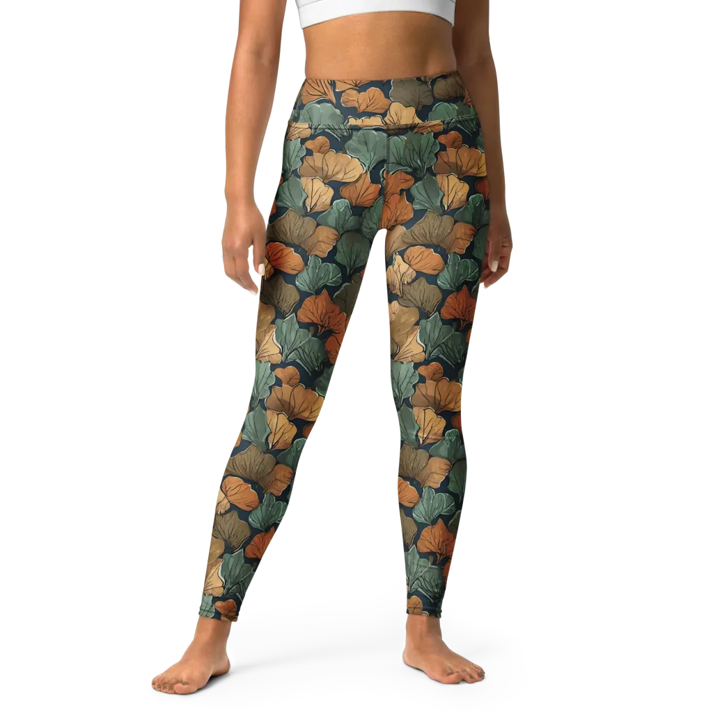 Midnight Foliage on Yoga Leggings — Front