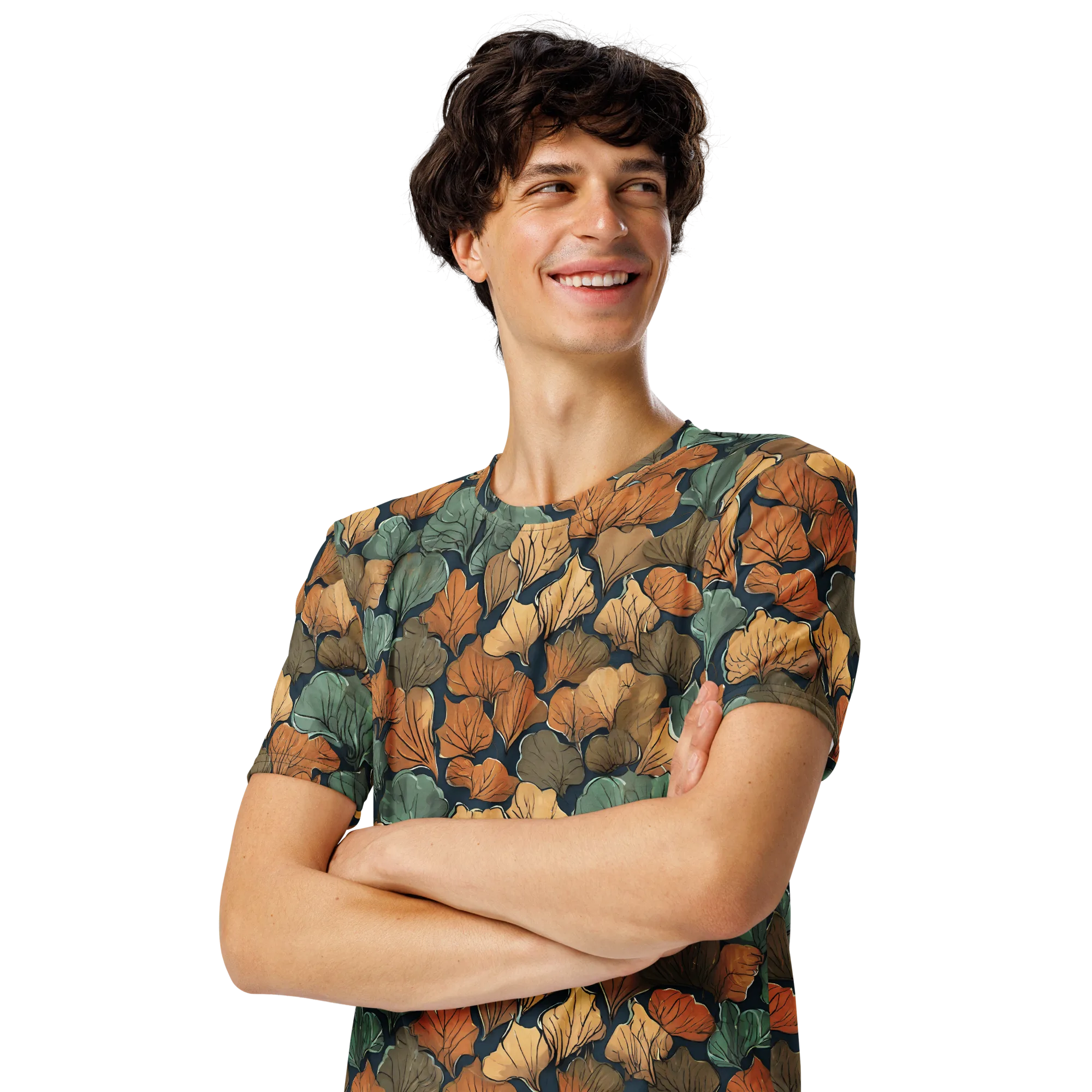 Midnight Foliage on Men's Crew Neck T-Shirt — Left Front
