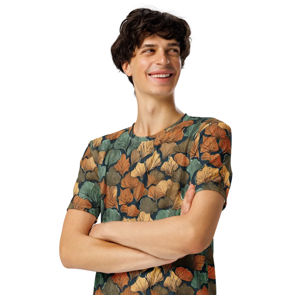 Midnight Foliage on Men's Crew Neck T-Shirt — Left Front