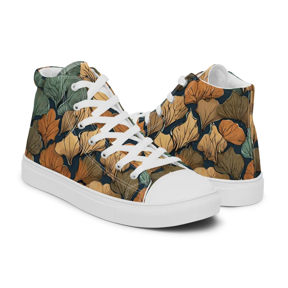 Midnight Foliage on Men's High Top Canvas Shoes — Right