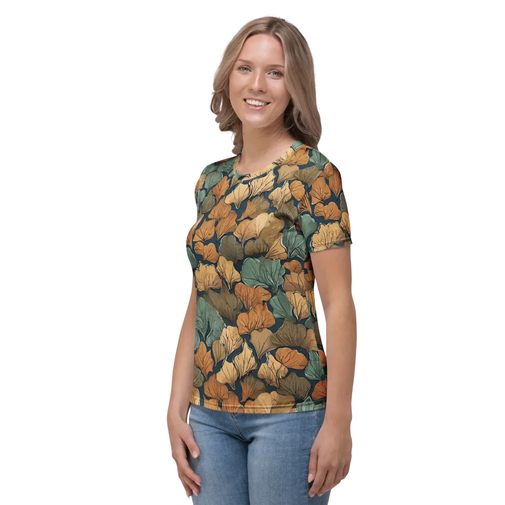 Midnight Foliage on Women's Crew Neck T-Shirt — Left