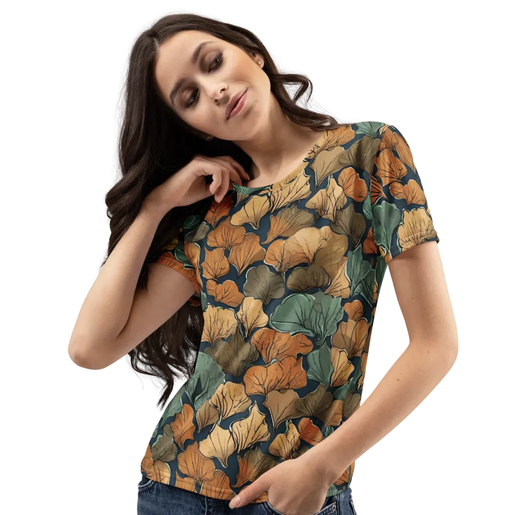 Midnight Foliage on Women's Crew Neck T-Shirt — Left Front