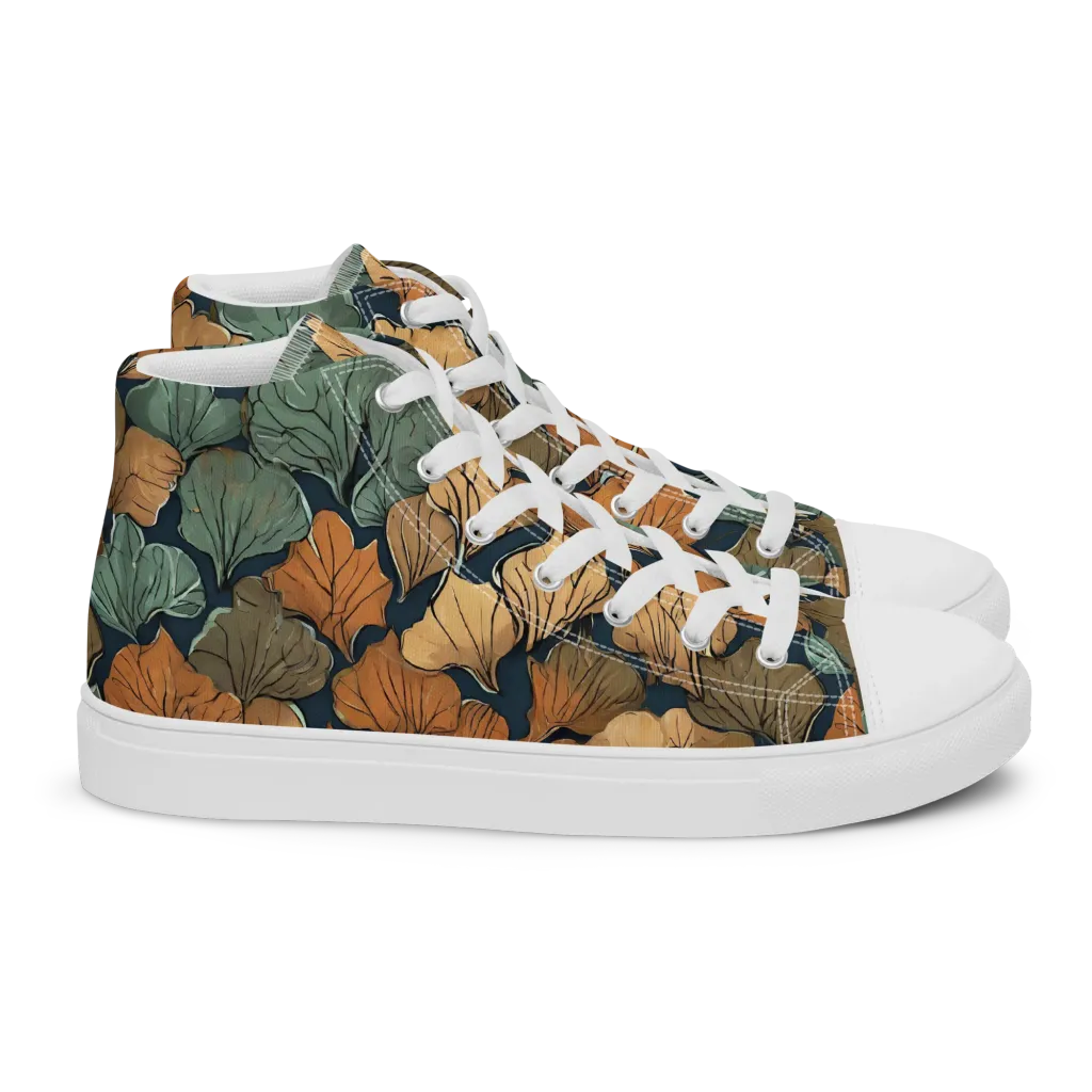 Midnight Foliage on Women's High Top Canvas Shoes — Right