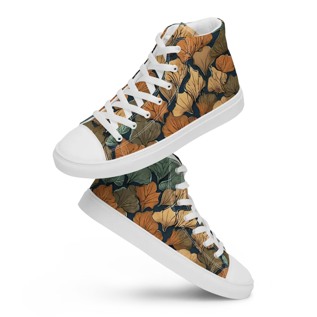 Midnight Foliage on Women's High Top Canvas Shoes — Front