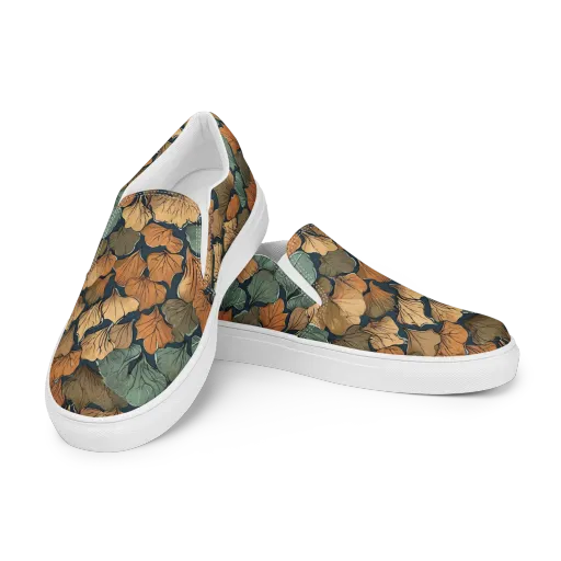 Midnight Foliage on a Men's Slip-On Canvas Shoes