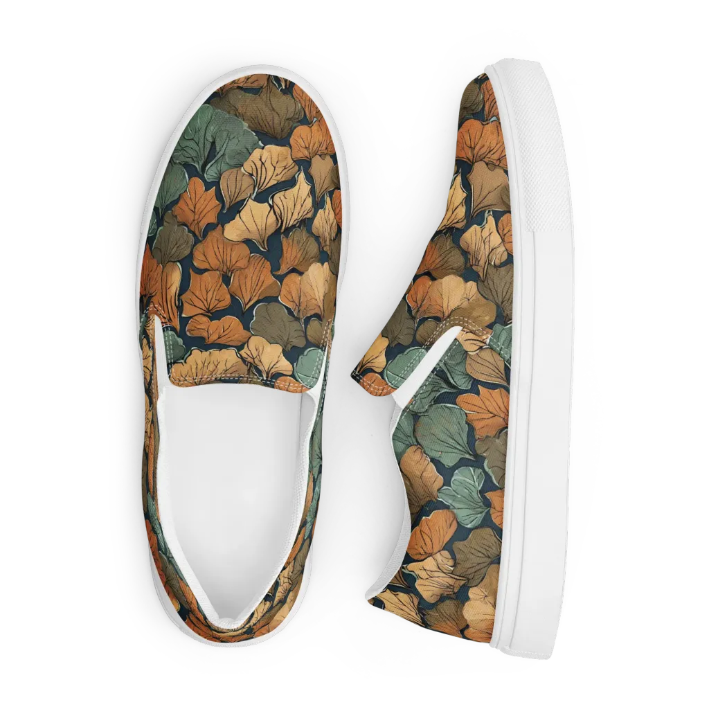Midnight Foliage on Men's Slip-On Canvas Shoes — Front