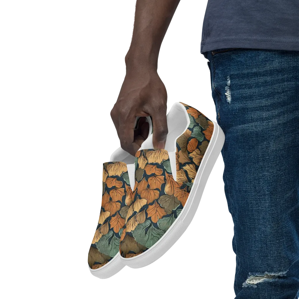 Midnight Foliage on Men's Slip-On Canvas Shoes — Left Front