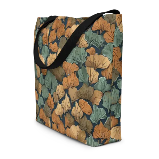 Midnight Foliage on a Large Tote Bag W/ Pocket