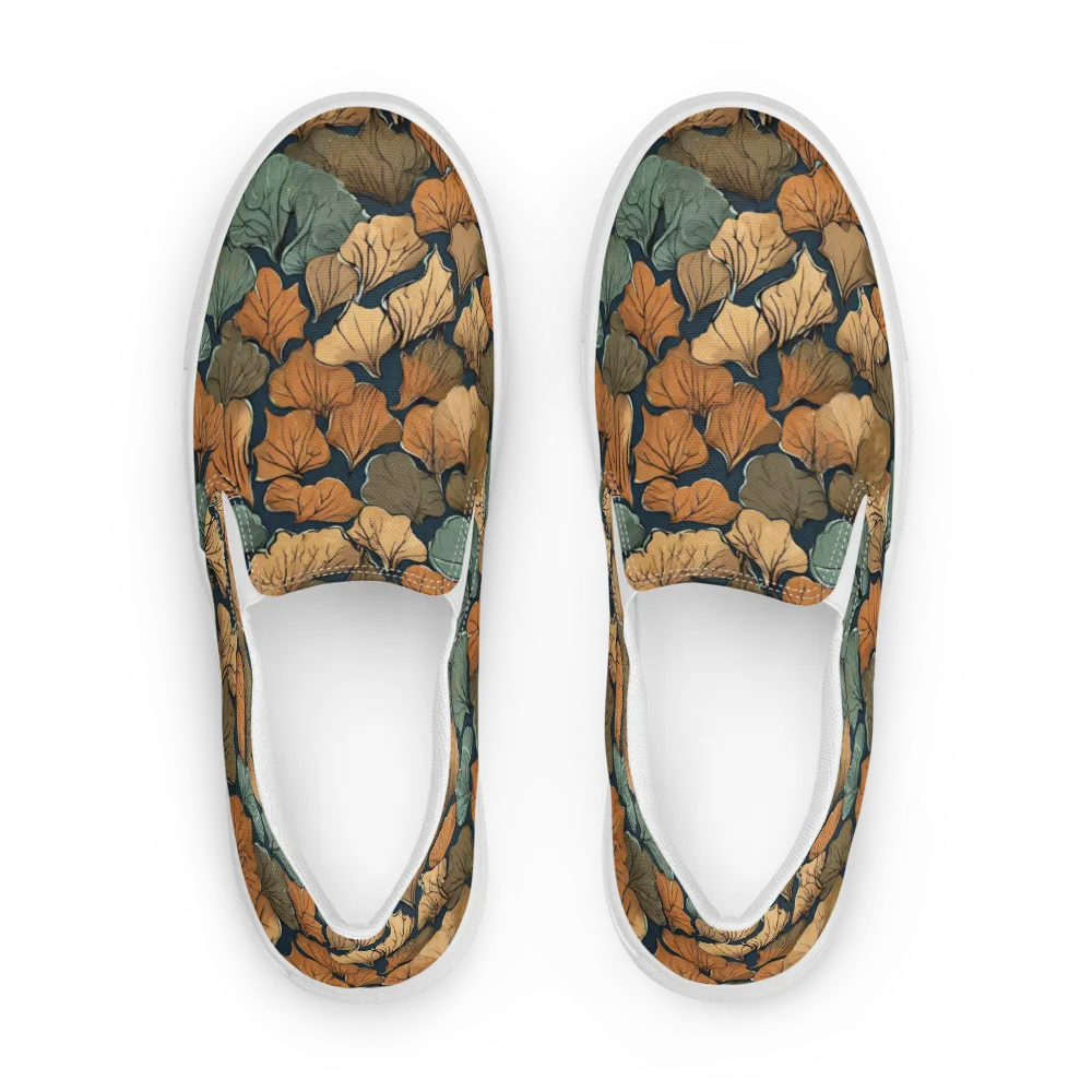 Midnight Foliage on Women's Slip-On Canvas Shoes — Front