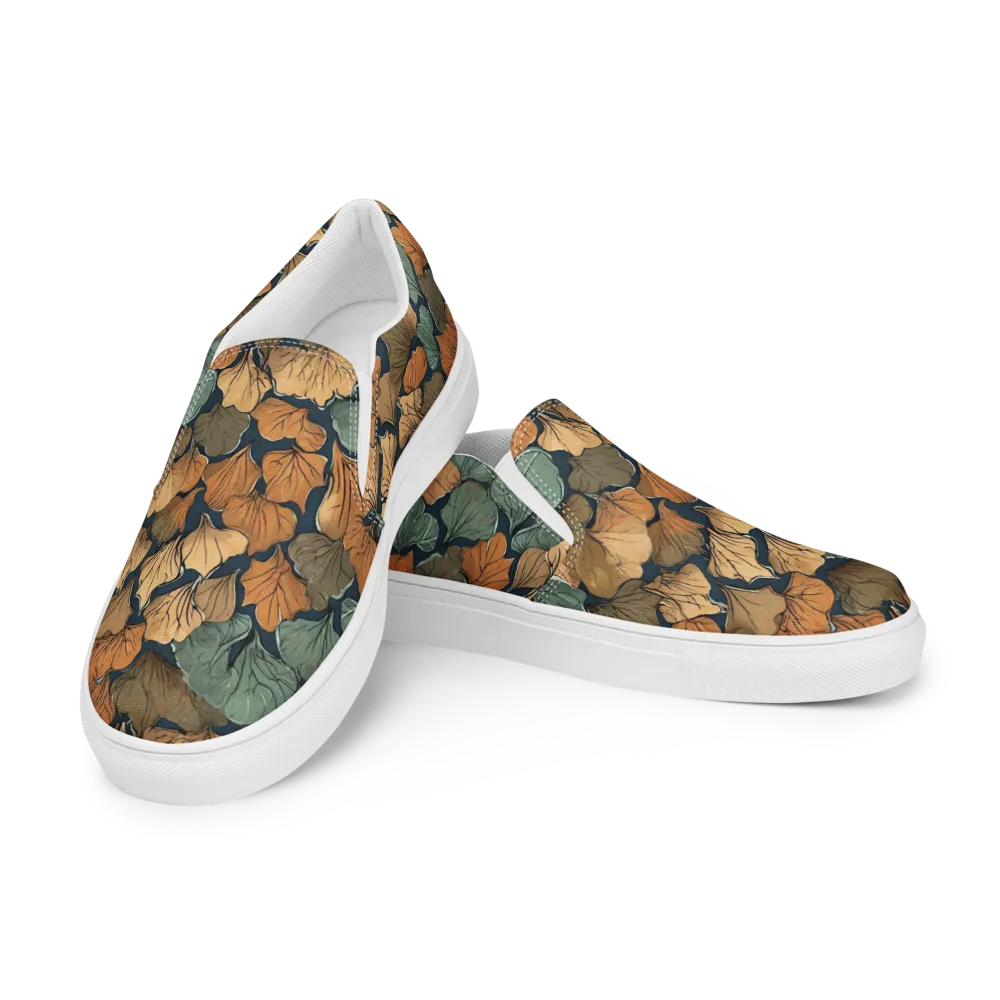 Midnight Foliage on Women's Slip-On Canvas Shoes — Left Front