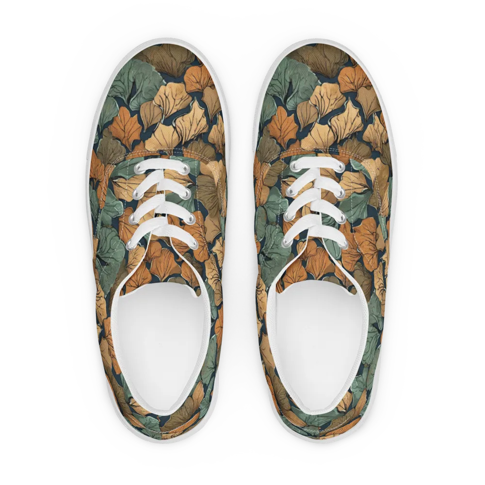 Midnight Foliage on Men's Lace-Up Canvas Shoes — Front