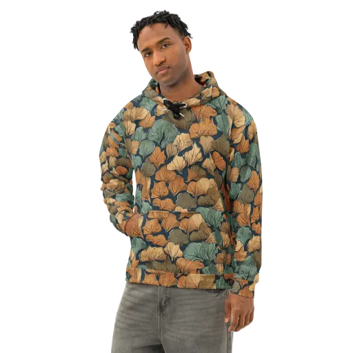 Midnight Foliage on a Cotton Hoodie