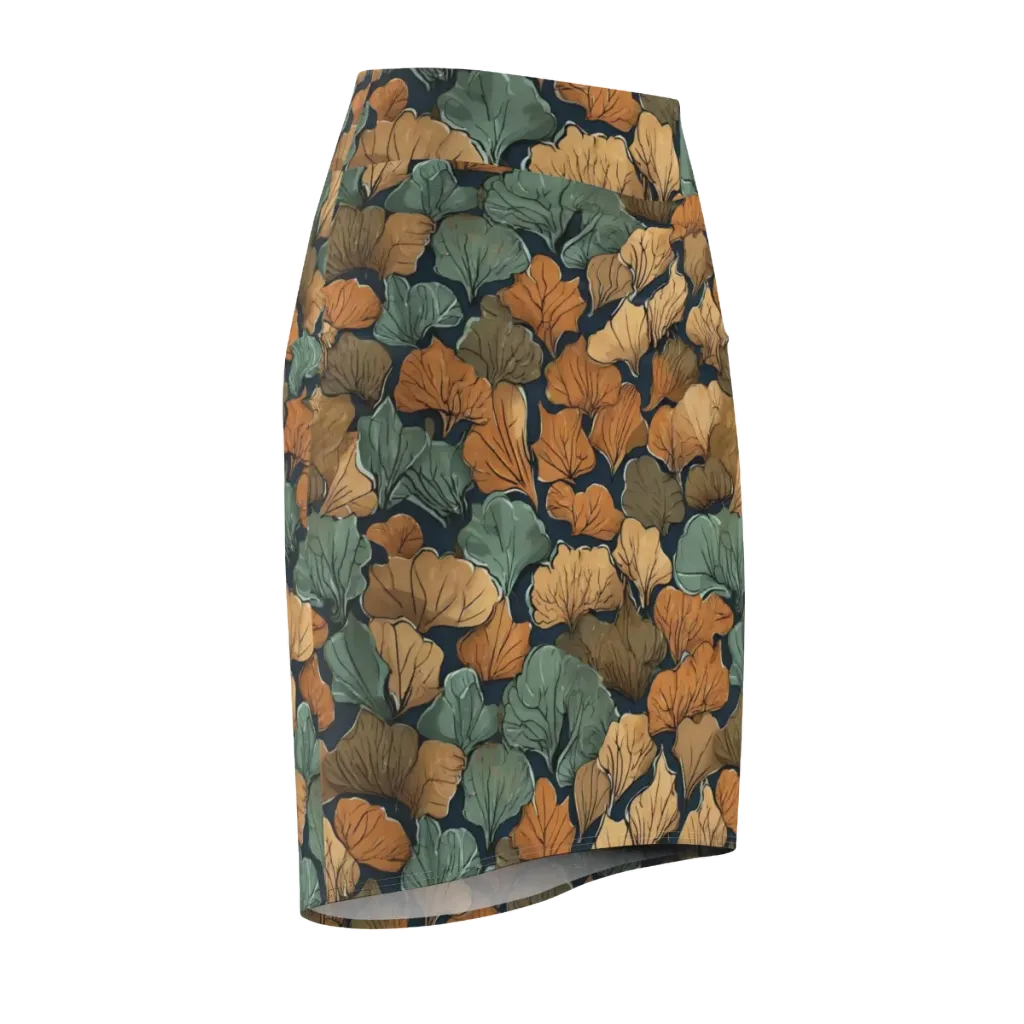 Midnight Foliage on Pencil Skirt — Front Side