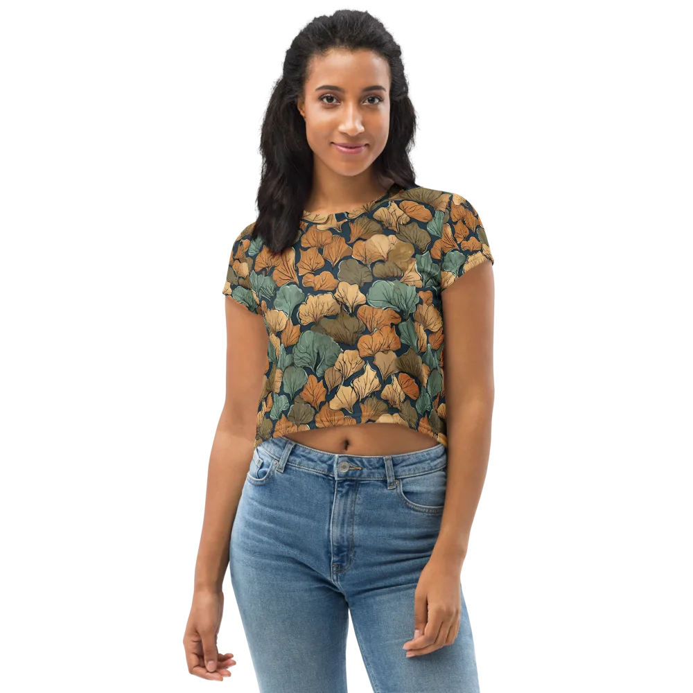 Midnight Foliage on Crop Tee — Front