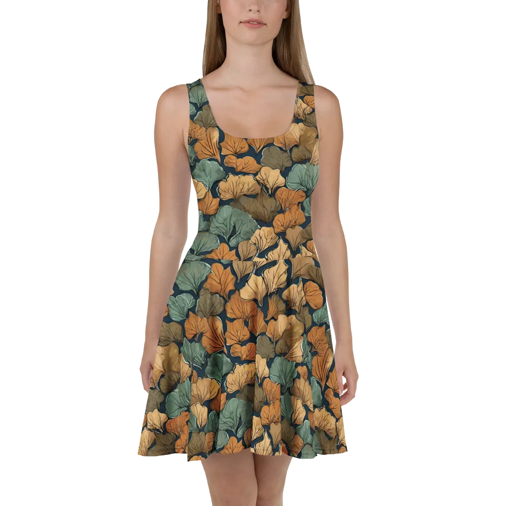 Midnight Foliage on Skater Dress — Front
