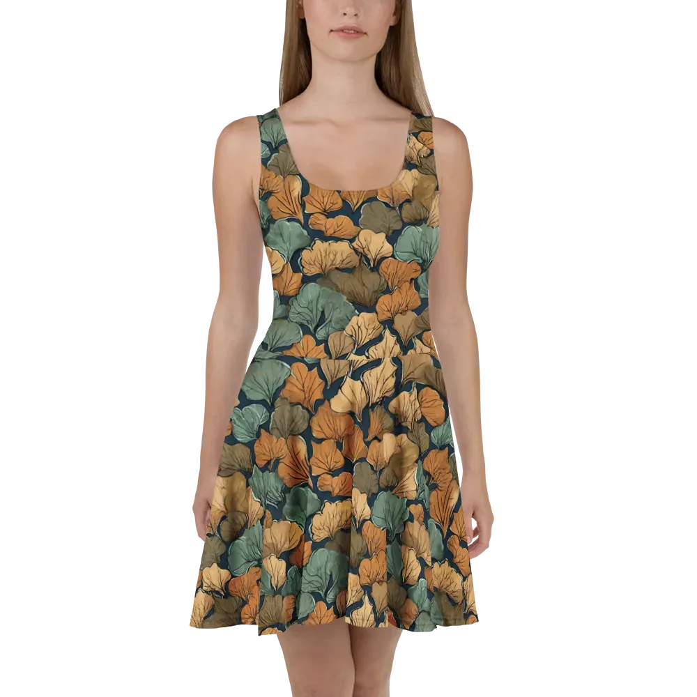 Midnight Foliage on Skater Dress — Front