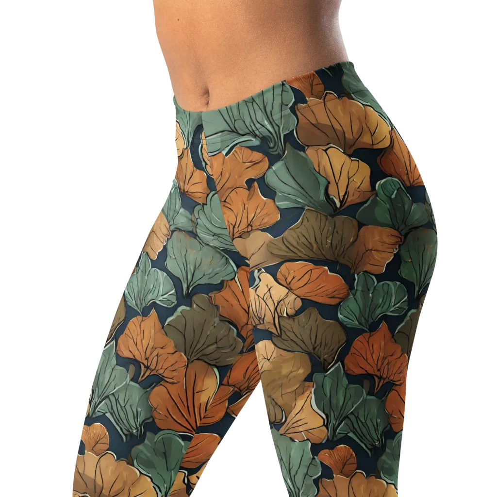Midnight Foliage on Leggings — Left Front