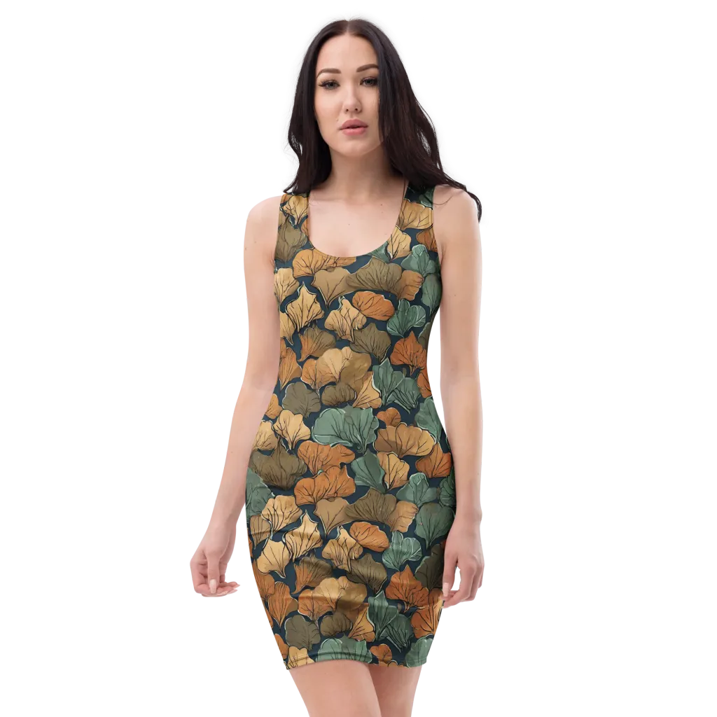 Midnight Foliage on Bodycon Dress — Front