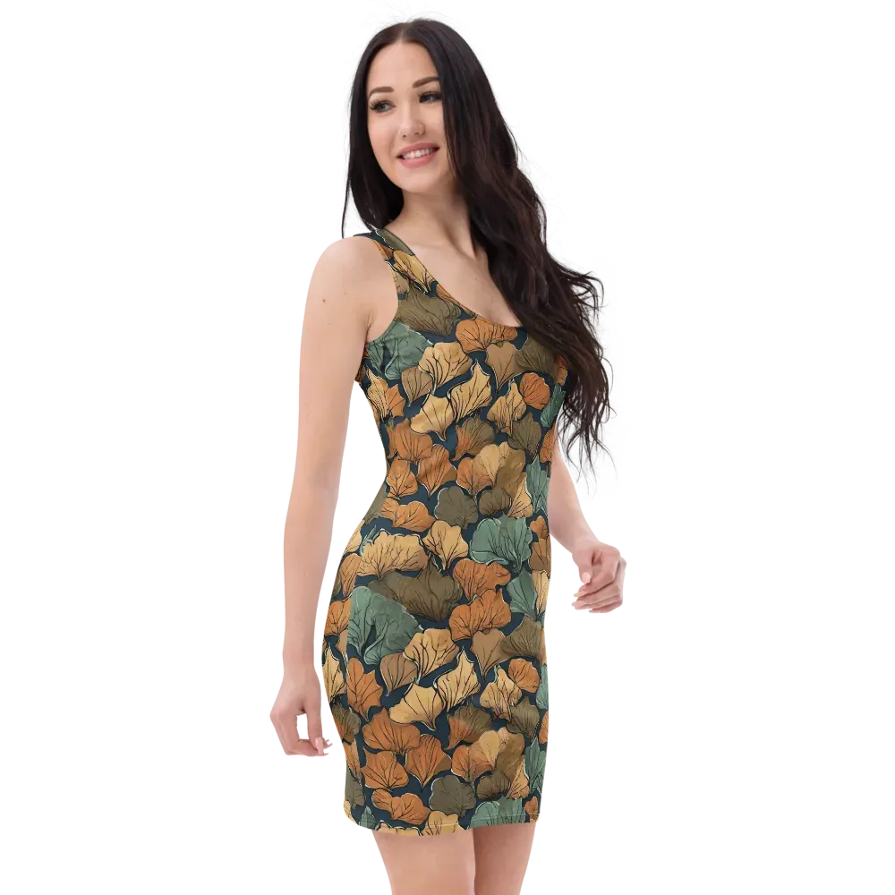 Midnight Foliage on Bodycon Dress — Right Front