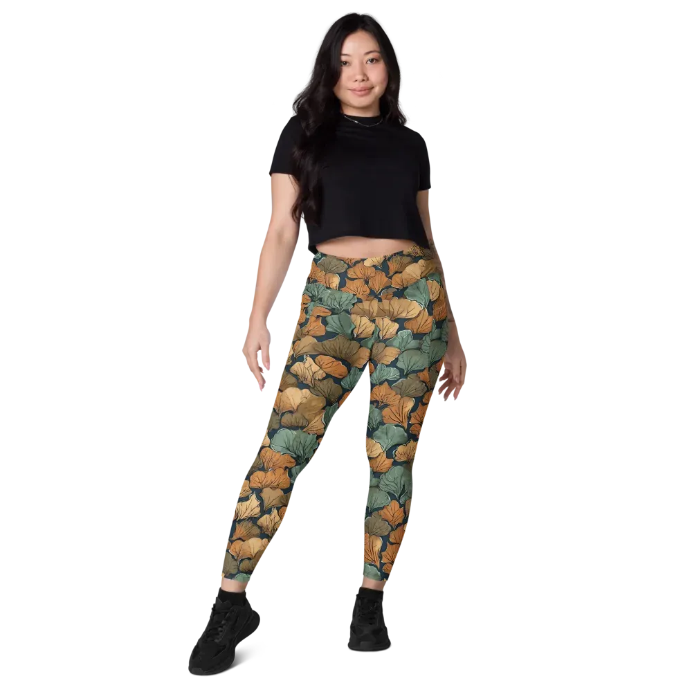 Midnight Foliage on Leggings with Pockets — Front