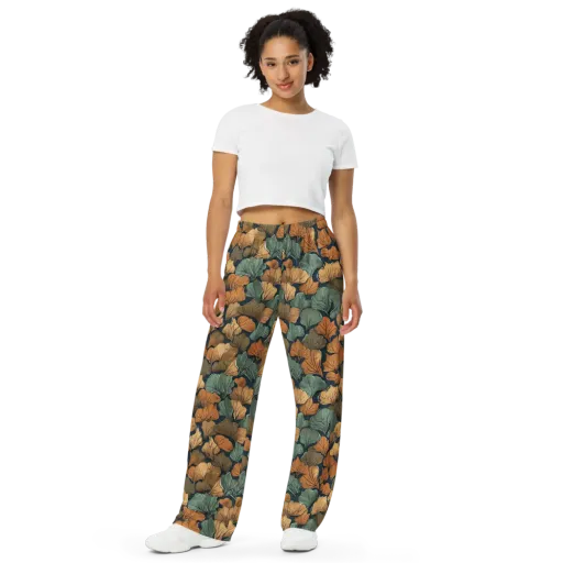 Midnight Foliage on a Wide-Leg Pants