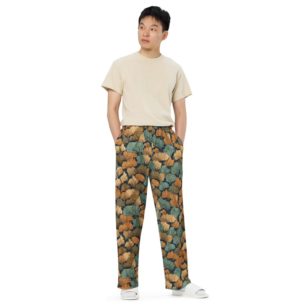 Midnight Foliage on Wide-Leg Pants — Front