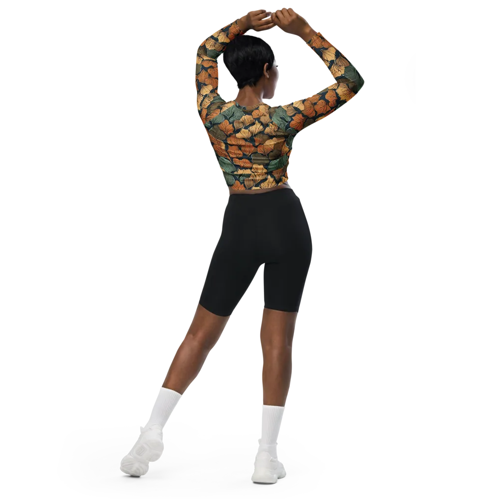 Midnight Foliage on Long Sleeve Crop Top — Back