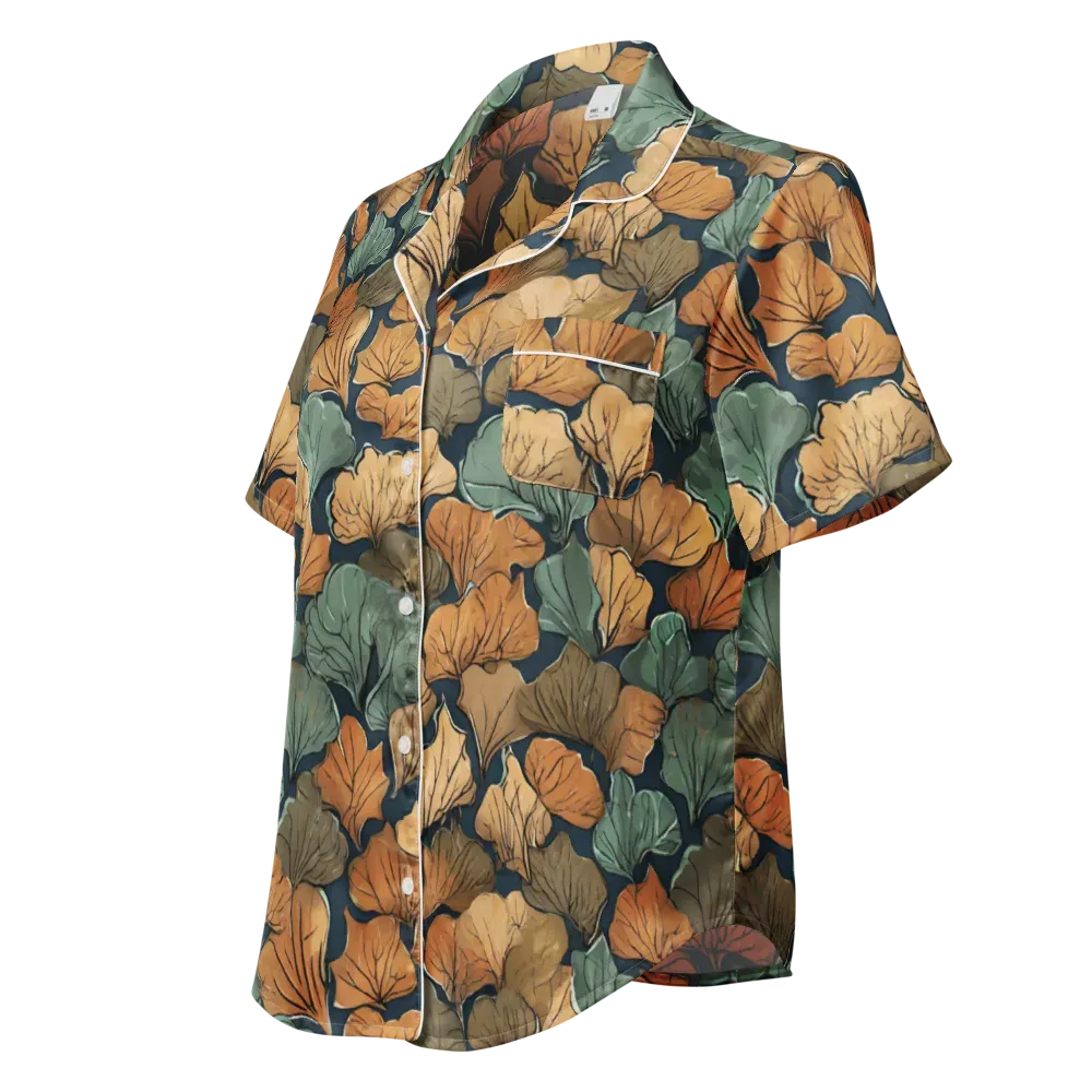 Midnight Foliage on Women's Short Sleeve Pajama Top — Left Front