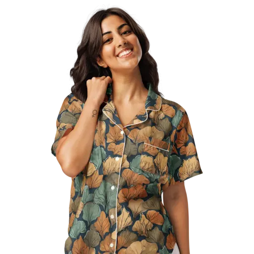 Midnight Foliage on a Women's Short Sleeve Pajama Top