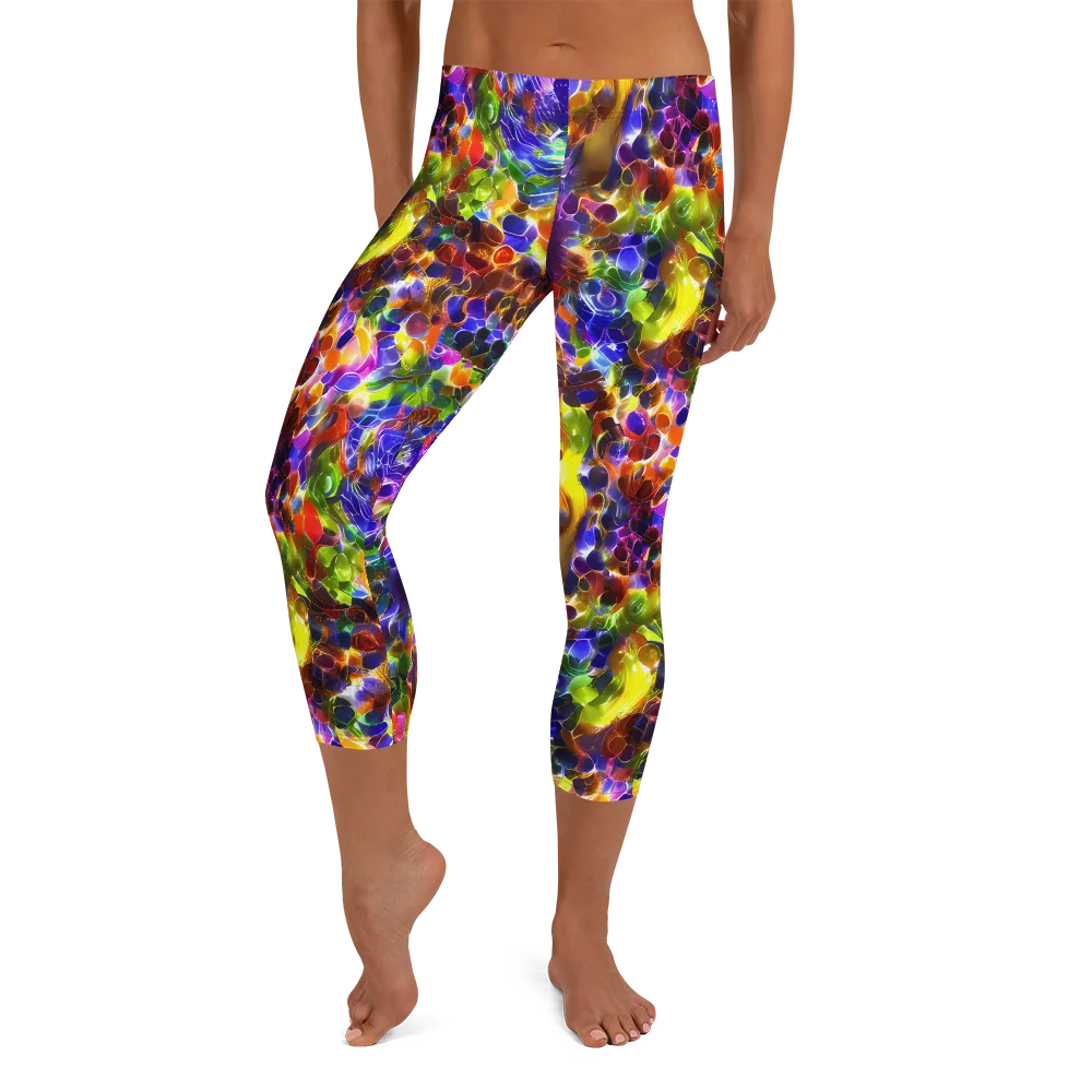 Neon Botanica on Capri Leggings — Front