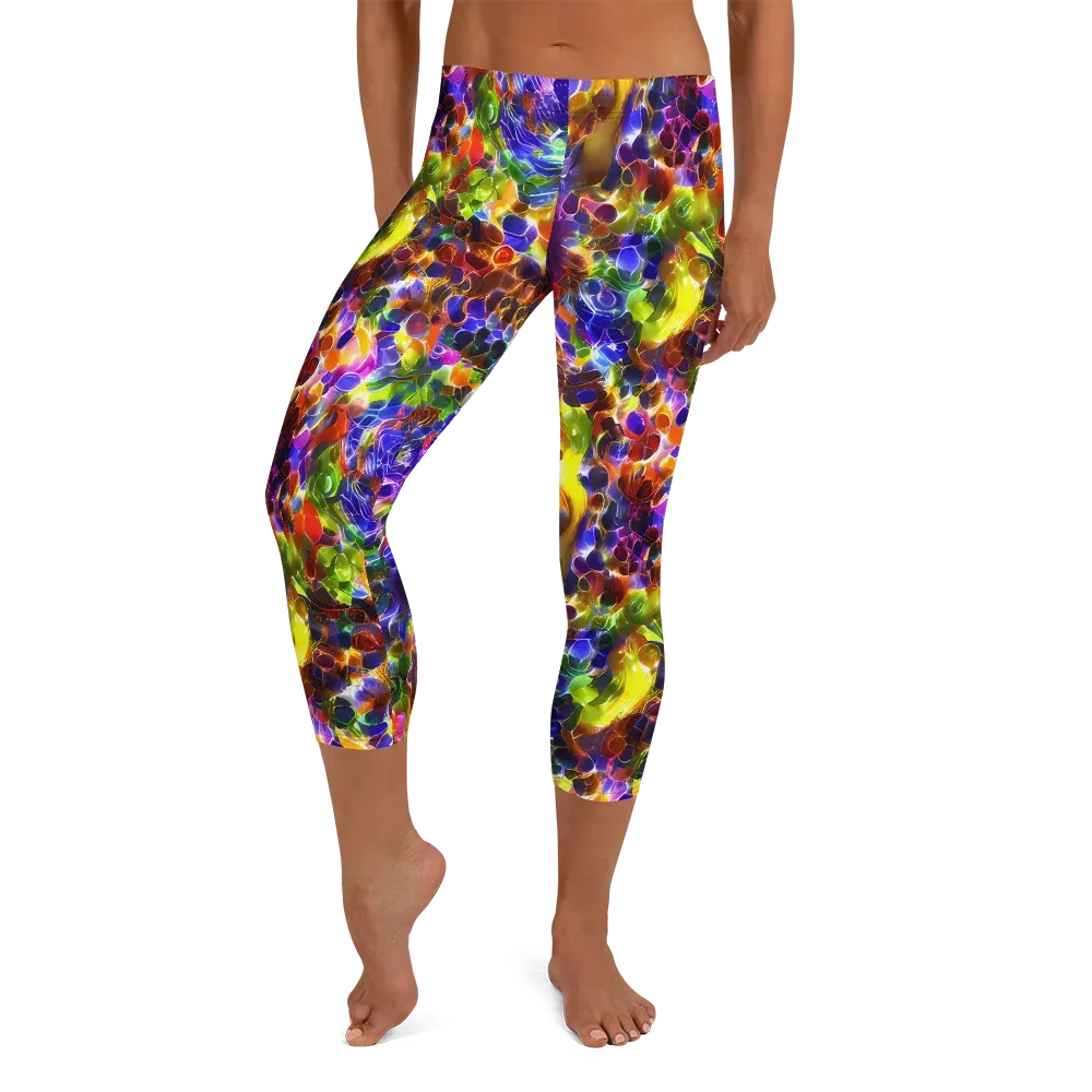 Neon Botanica on Capri Leggings — Front
