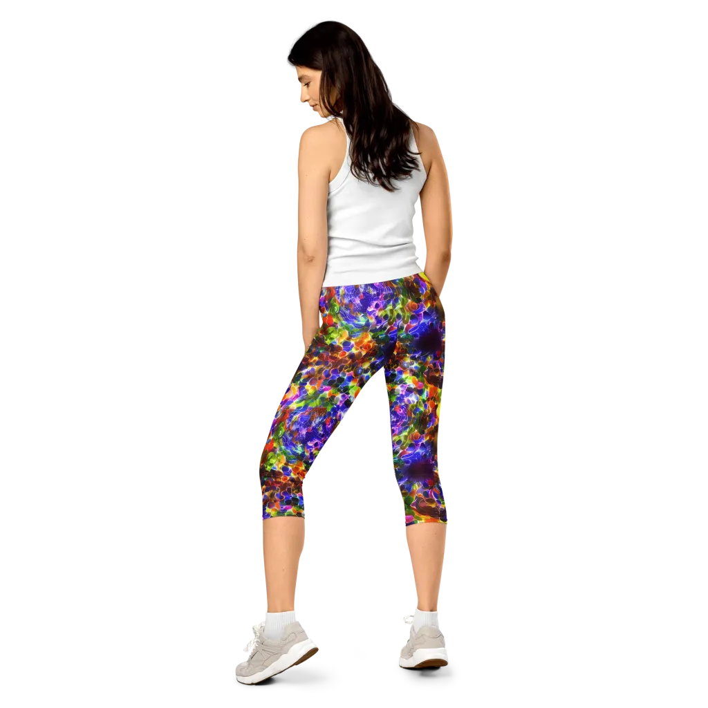 Neon Botanica on Capri Leggings — Back