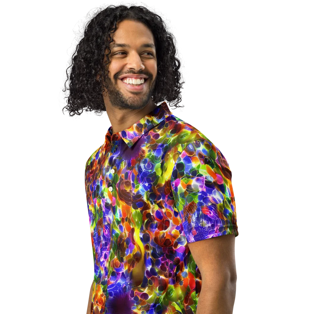 Neon Botanica on Men's Slim Fit Polo Shirt — Left Front
