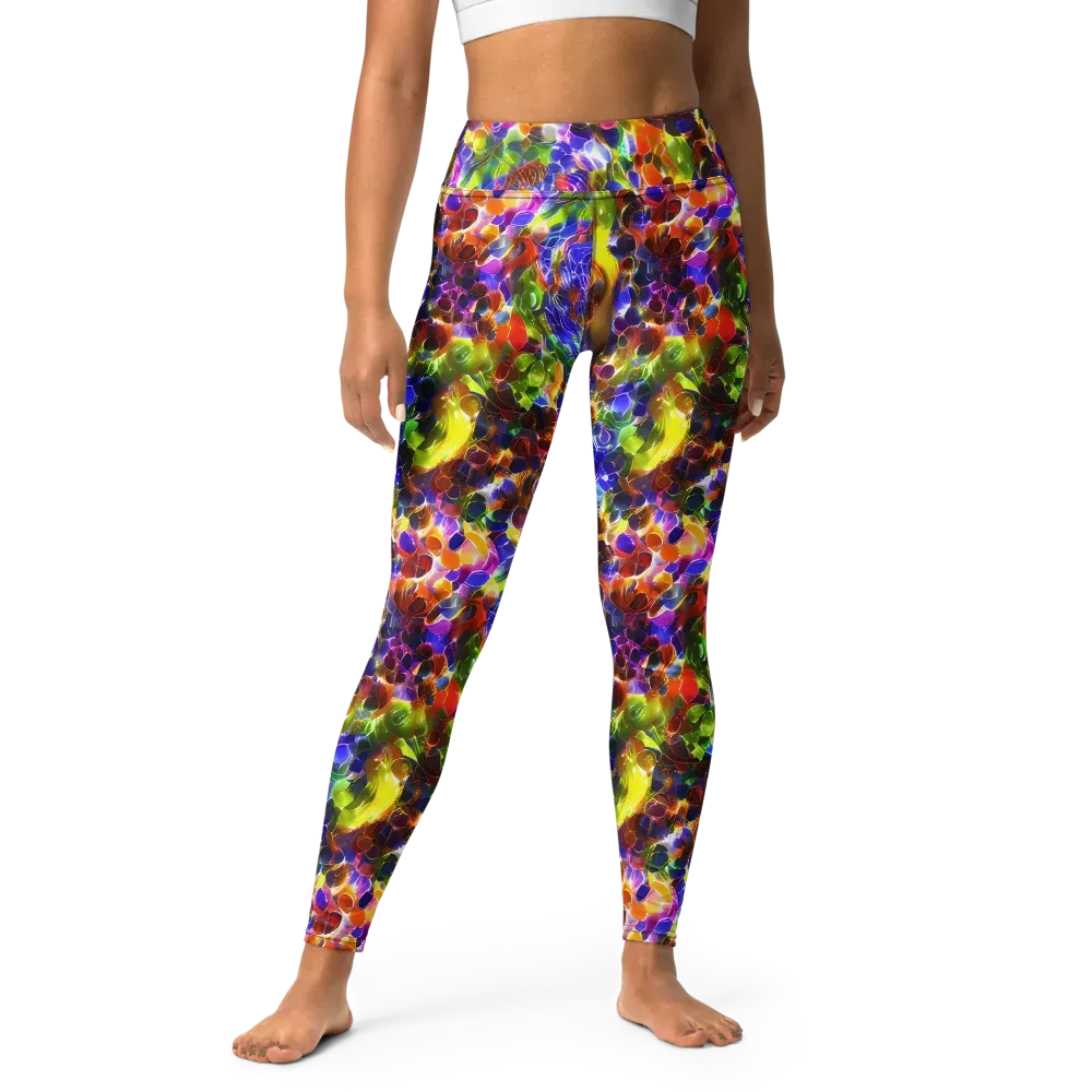 Neon Botanica on Yoga Leggings — Front