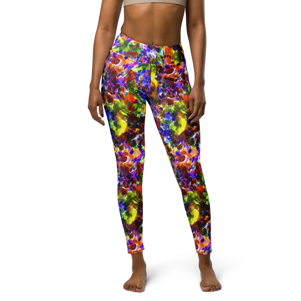 Neon Botanica on Yoga Leggings — Front