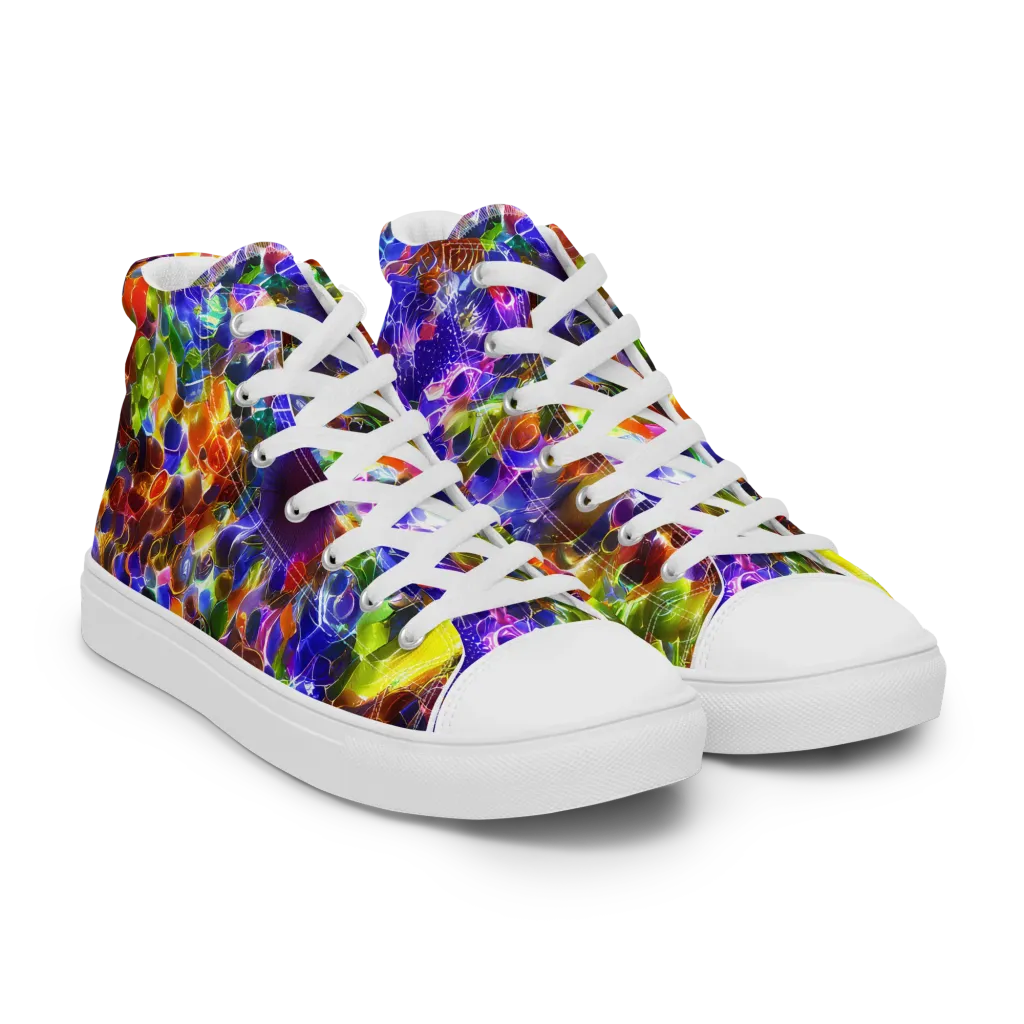 Neon Botanica on Men's High Top Canvas Shoes — Right Front