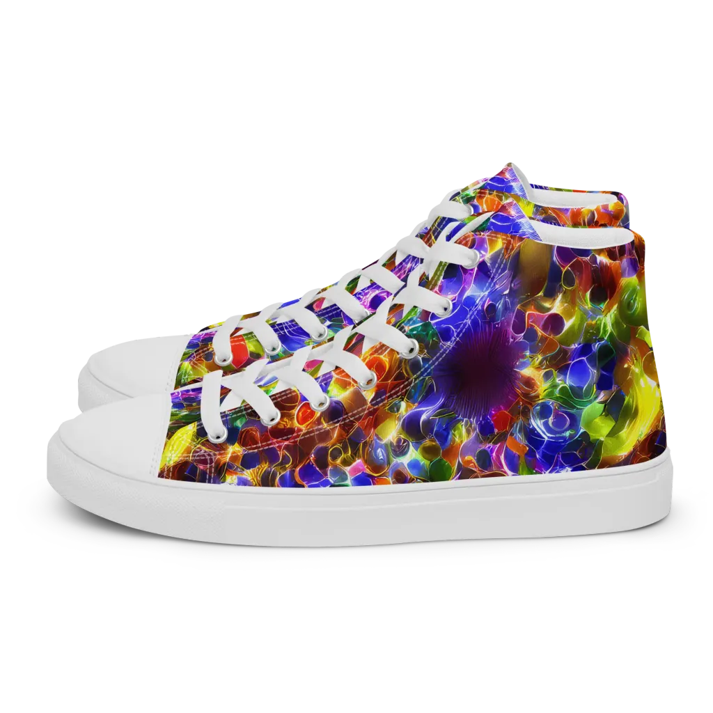 Neon Botanica on Men's High Top Canvas Shoes — Left