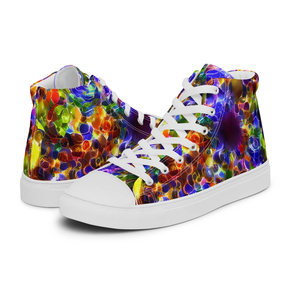 Neon Botanica on Men's High Top Canvas Shoes — Left