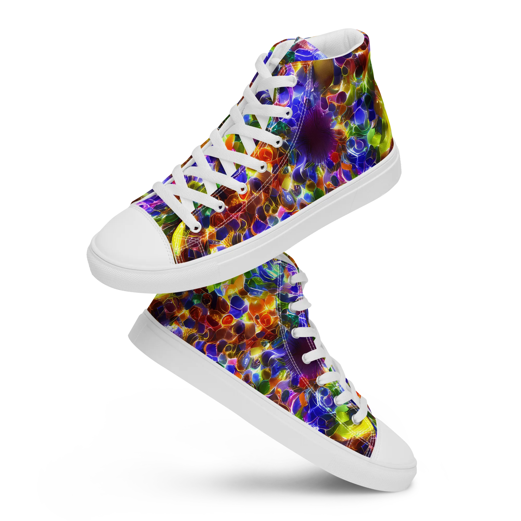 Neon Botanica on Men's High Top Canvas Shoes — Front