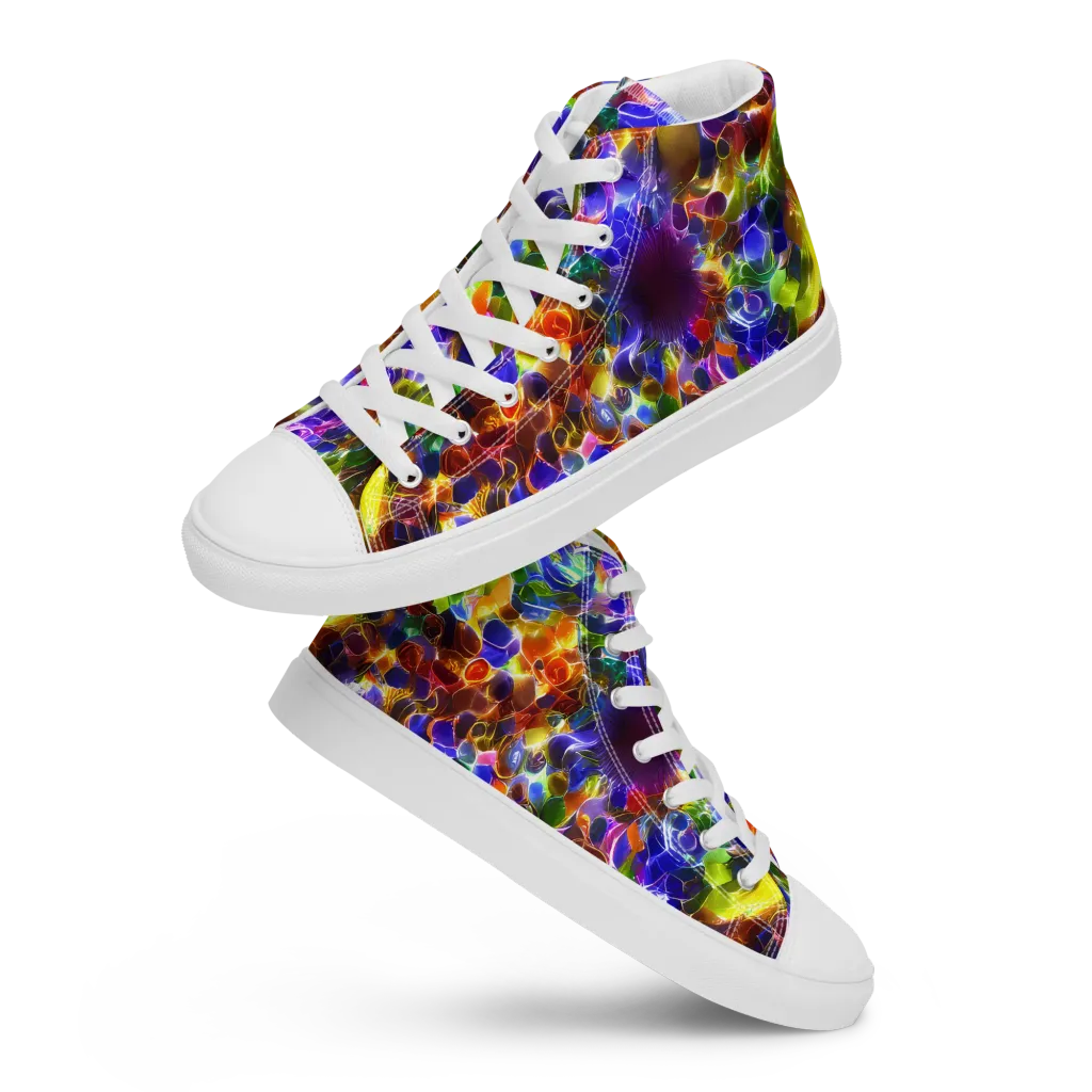 Neon Botanica on Men's High Top Canvas Shoes — Front