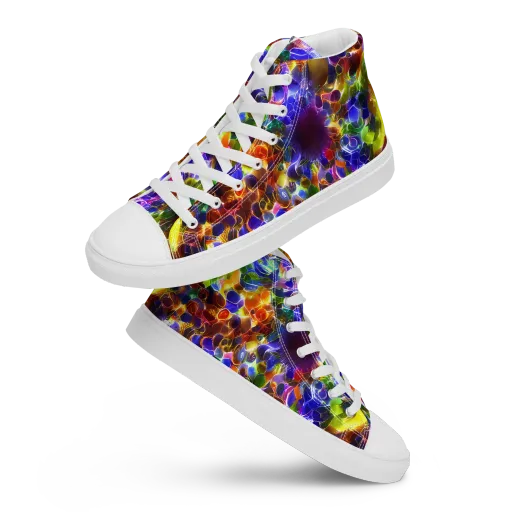 Neon Botanica on a Men's High Top Canvas Shoes