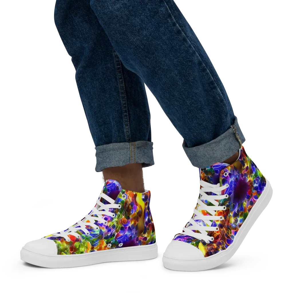 Neon Botanica on Men's High Top Canvas Shoes — Left