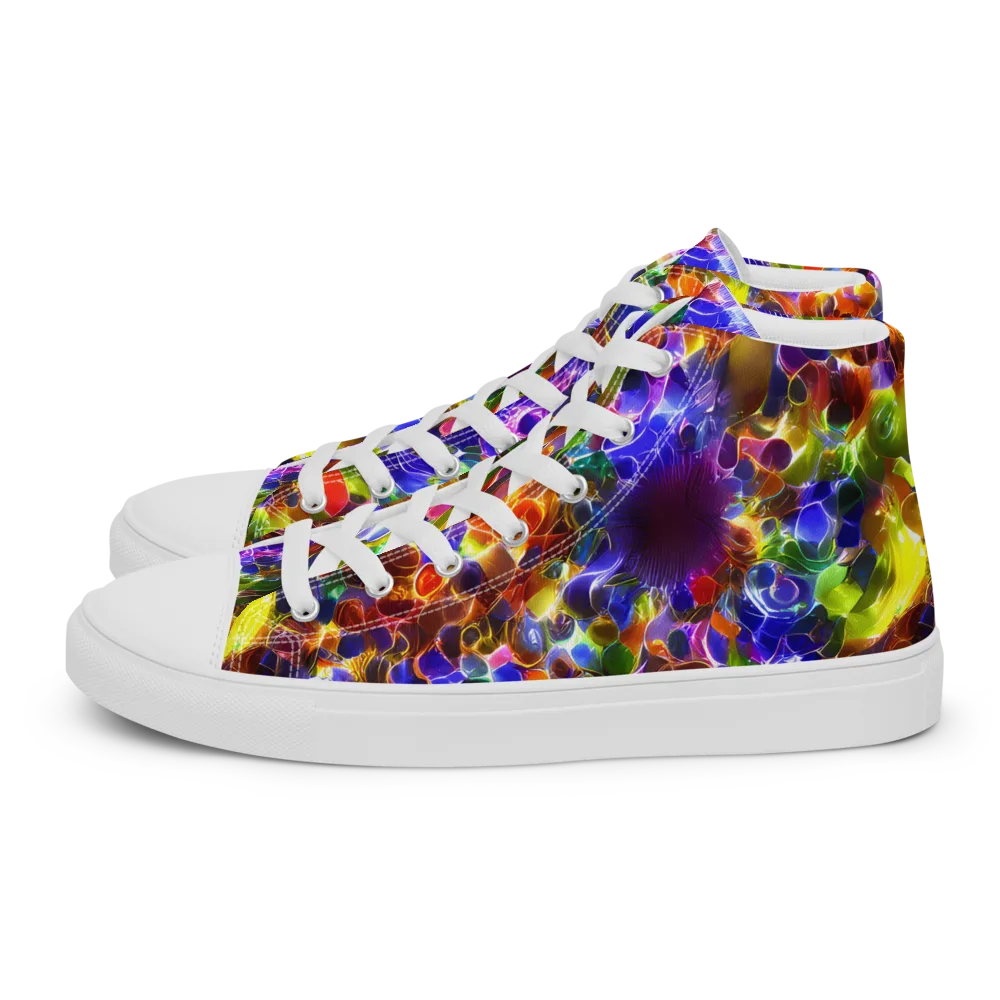 Neon Botanica on Women's High Top Canvas Shoes — Left