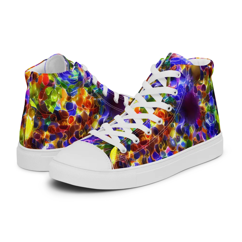 Neon Botanica on Women's High Top Canvas Shoes — Left